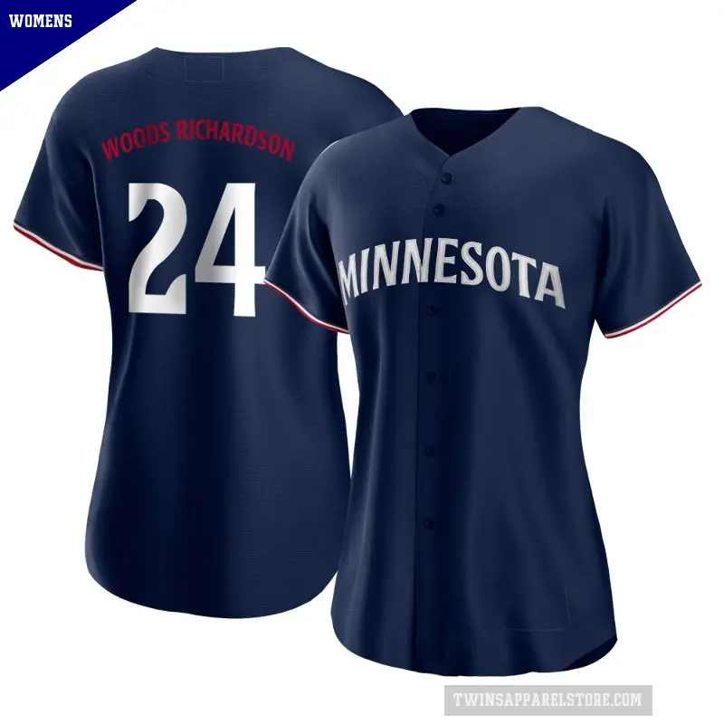 Women's No.24 Simeon Woods Richardson Minnesota Twins Navy Replica Alternate Jersey