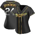 Women's No.24 Tom Brunansky Minnesota Twins Gold Replica Black en Alternate Jersey