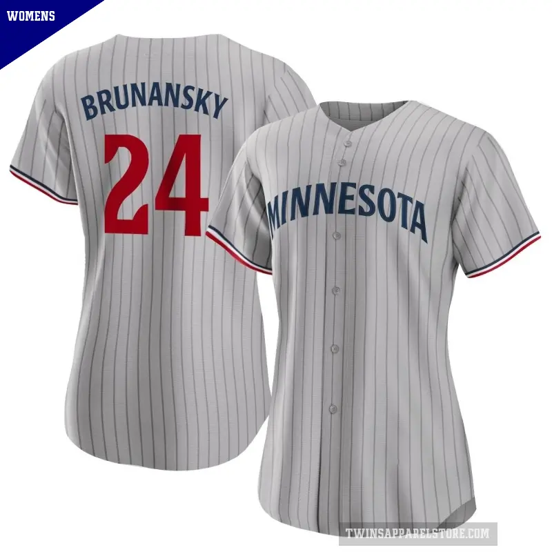 Women's No.24 Tom Brunansky Minnesota Twins Gray Replica Road Jersey
