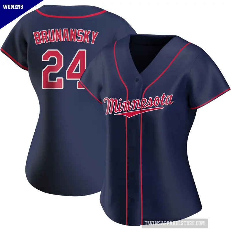 Women's No.24 Tom Brunansky Minnesota Twins Navy Authentic Alternate Team Jersey