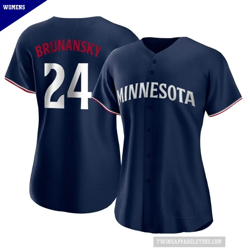 Women's No.24 Tom Brunansky Minnesota Twins Navy Replica Alternate Jersey
