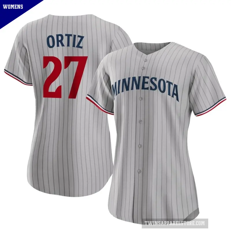 Women's No.27 David Ortiz Minnesota Twins Gray Authentic Road Jersey