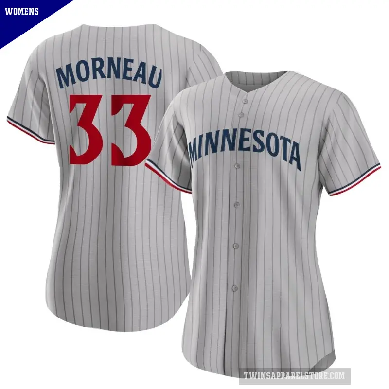 Women's No.33 Justin Morneau Minnesota Twins Gray Replica Road Jersey