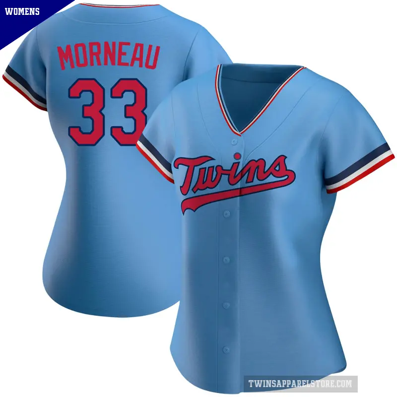 Women's No.33 Justin Morneau Minnesota Twins Light Blue Authentic Alternate Jersey