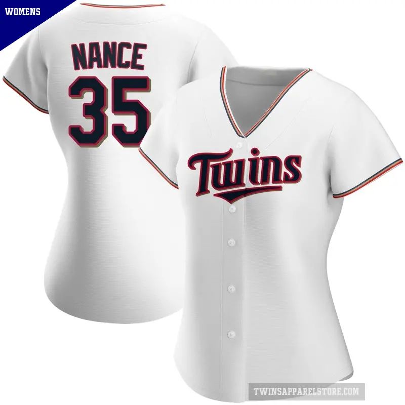 Women's No.35 Tommy Nance Minnesota Twins White Authentic Home Jersey