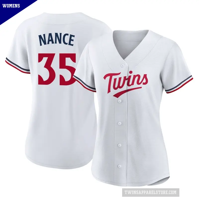 Women's No.35 Tommy Nance Minnesota Twins White Authentic Home Jersey