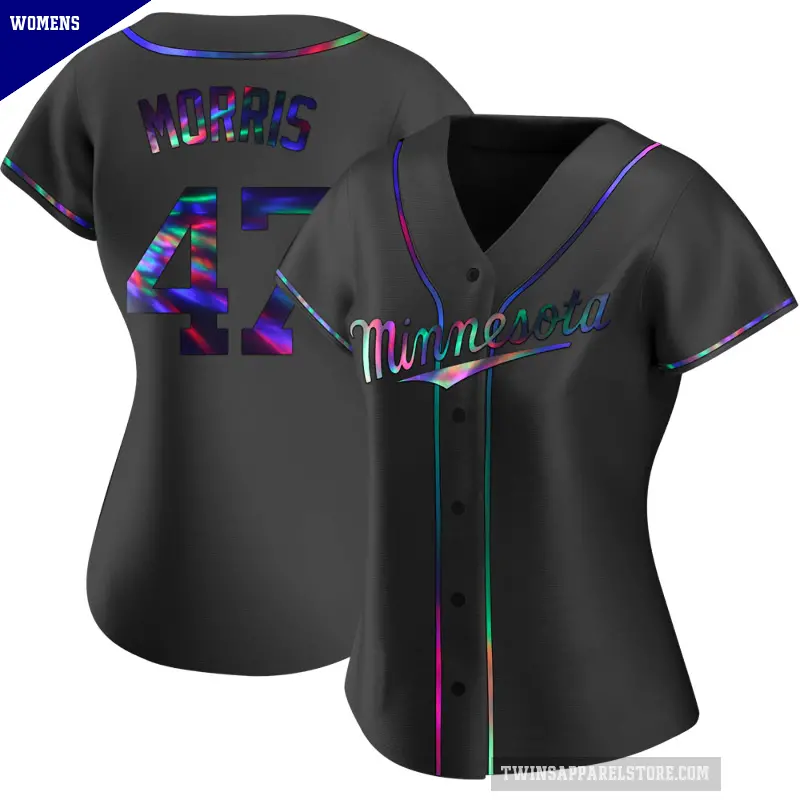 Women's No.47 Jack Morris Minnesota Twins Black Replica Holographic Alternate Jersey