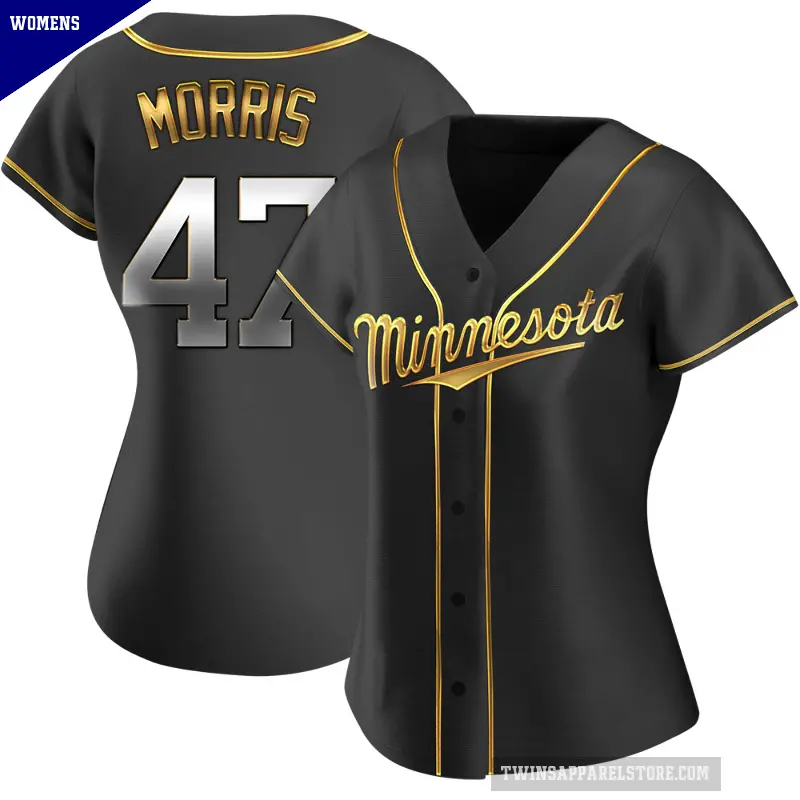 Women's No.47 Jack Morris Minnesota Twins Gold Replica Black en Alternate Jersey