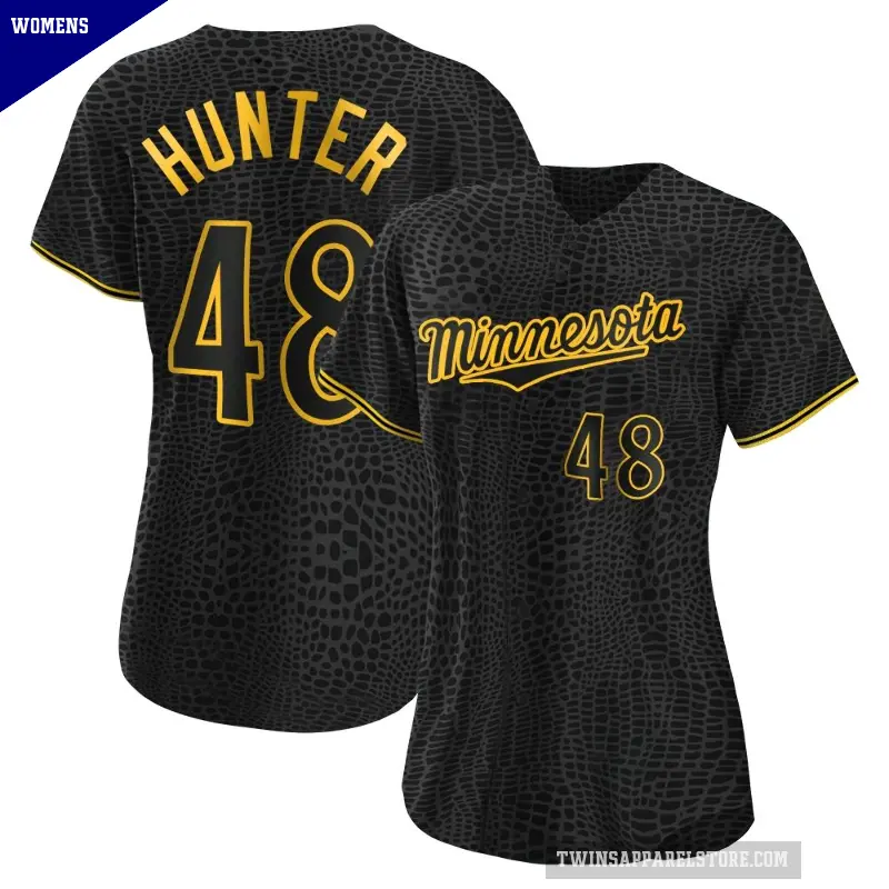 Women's No.48 Torii Hunter Minnesota Twins Black Authentic Snake Skin City Jersey