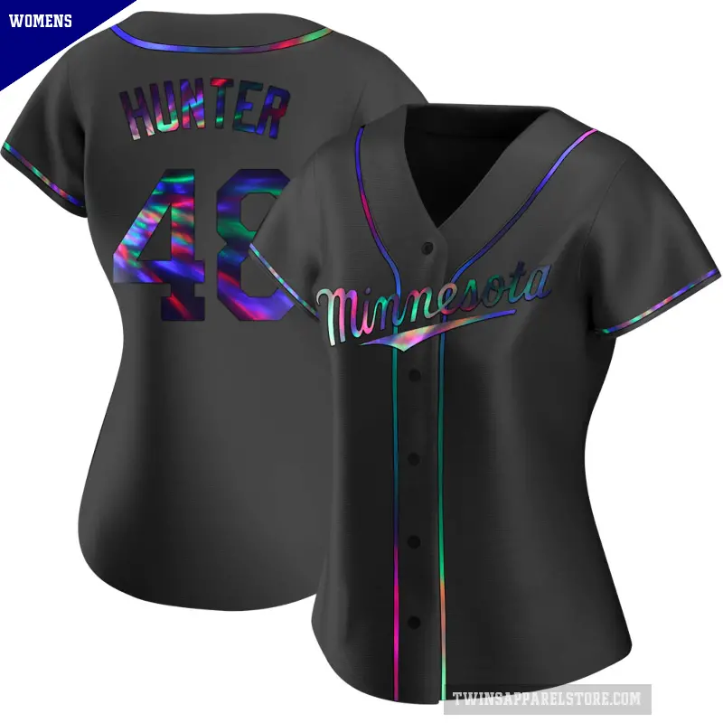 Women's No.48 Torii Hunter Minnesota Twins Black Replica Holographic Alternate Jersey