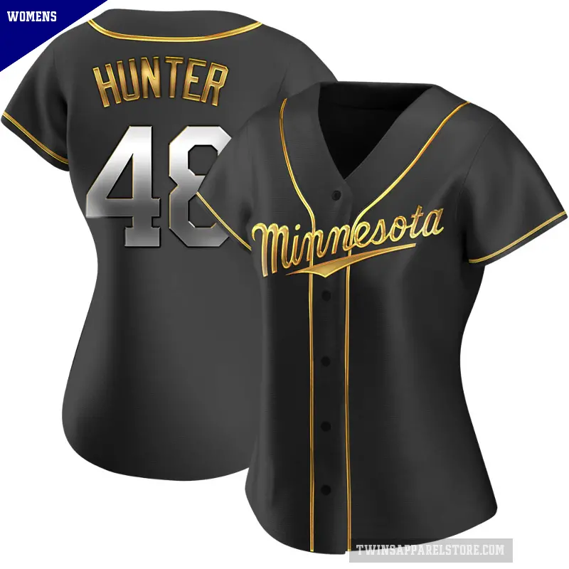 Women's No.48 Torii Hunter Minnesota Twins Gold Replica Black en Alternate Jersey