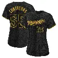 Women's No.55 Mark Contreras Minnesota Twins Black Authentic Snake Skin City Jersey