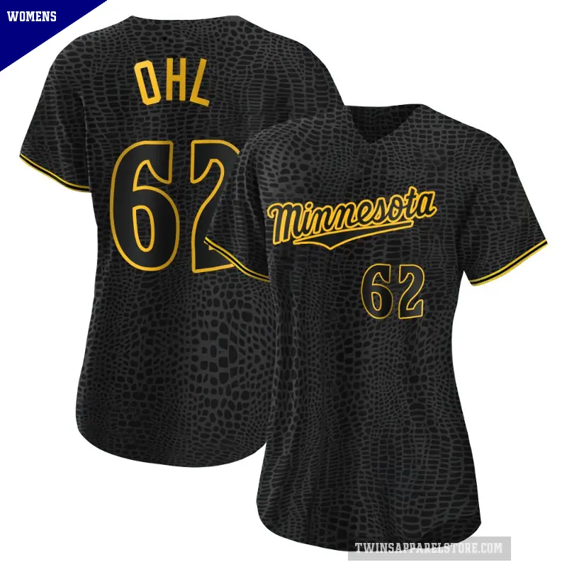 Women's No.62 Pierson Ohl Minnesota Twins Black Replica Snake Skin City Jersey