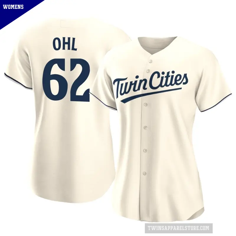 Women's No.62 Pierson Ohl Minnesota Twins Cream Replica Alternate Jersey