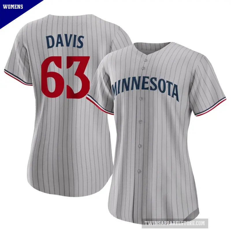 Women's No.63 Noah Davis Minnesota Twins Gray Replica Road Jersey