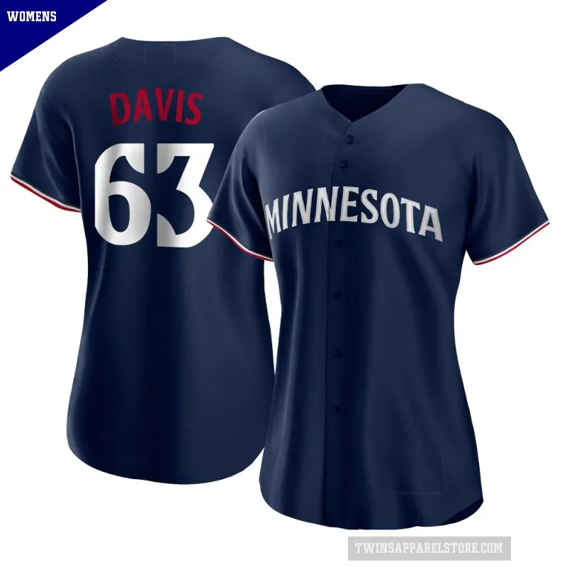 Women's No.63 Noah Davis Minnesota Twins Navy Replica Alternate Jersey