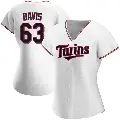 Women's No.63 Noah Davis Minnesota Twins White Authentic Home Jersey