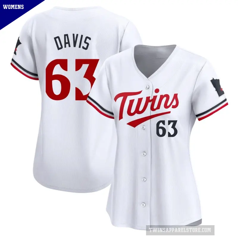 Women's No.63 Noah Davis Minnesota Twins White Limited Home Jersey