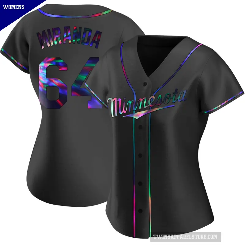 Women's No.64 Jose Miranda Minnesota Twins Black Replica Holographic Alternate Jersey