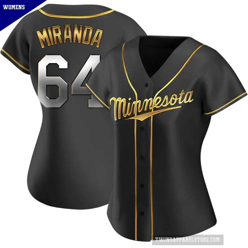 Women's No.64 Jose Miranda Minnesota Twins Gold Replica Black en Alternate Jersey
