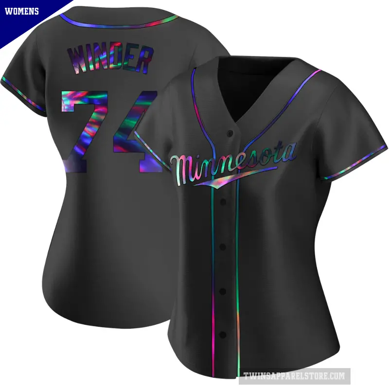 Women's No.74 Josh Winder Minnesota Twins Black Replica Holographic Alternate Jersey