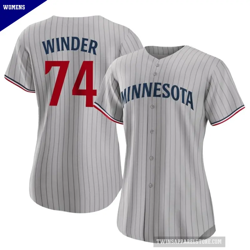 Women's No.74 Josh Winder Minnesota Twins Gray Replica Road Jersey