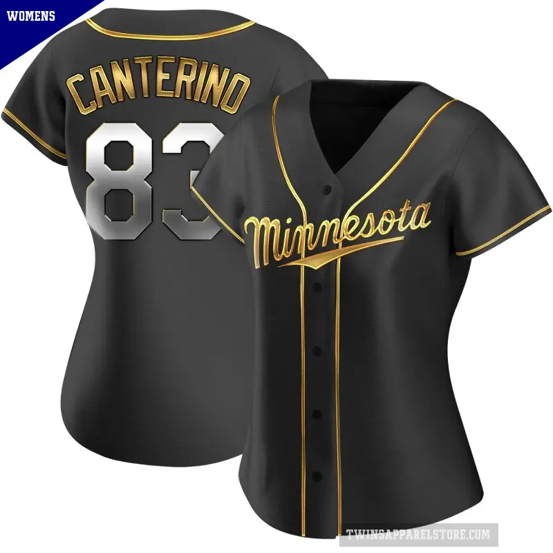 Women's No.83 Matt Canterino Minnesota Twins Gold Replica Black en Alternate Jersey