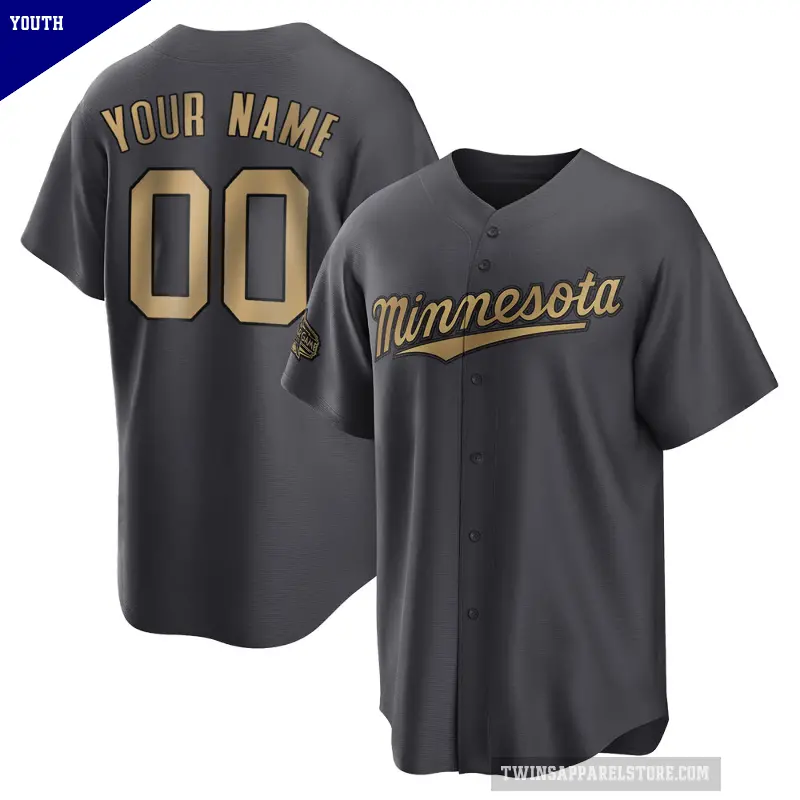 Youth No.00 Custom Minnesota Twins Charcoal Game Replica 2022 All-Star Jersey