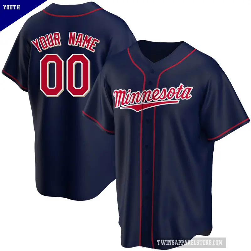 Youth No.00 Custom Minnesota Twins Navy Replica Alternate Team Jersey