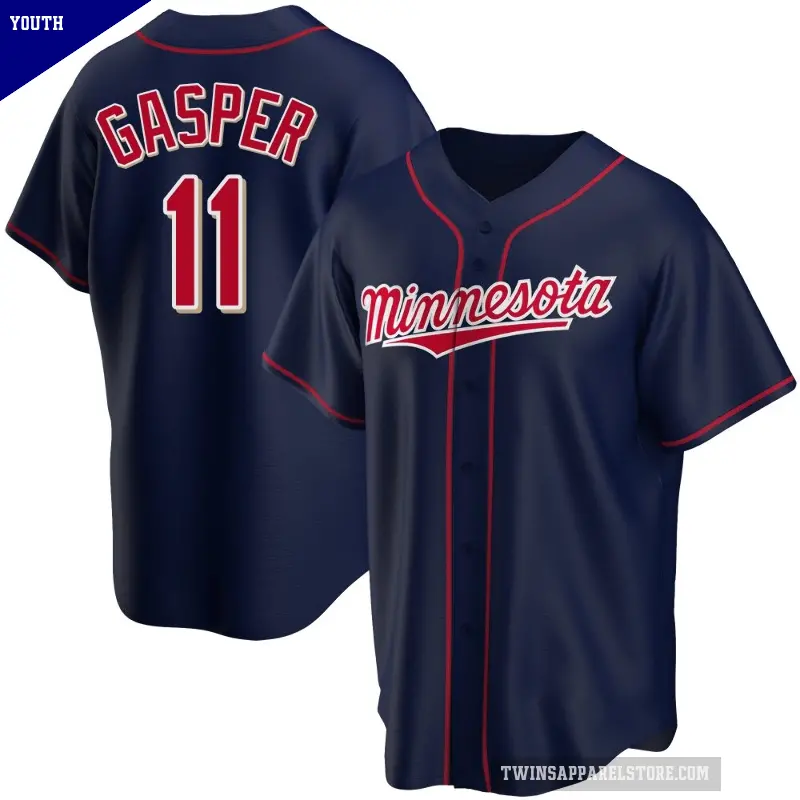 Youth No.11 Mickey Gasper Minnesota Twins Navy Replica Alternate Team Jersey