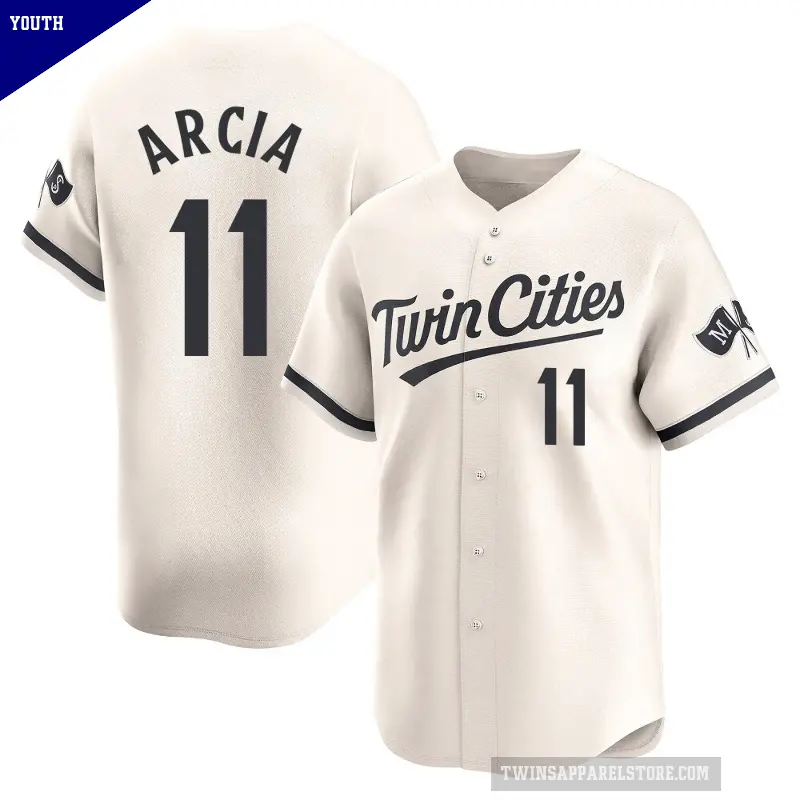 Youth No.11 Orlando Arcia Minnesota Twins Cream Limited Alternate Jersey