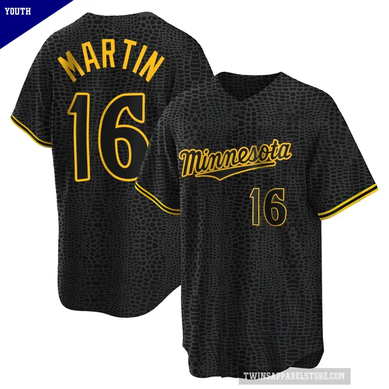 Youth No.16 Austin Martin Minnesota Twins Black Replica Snake Skin City Jersey