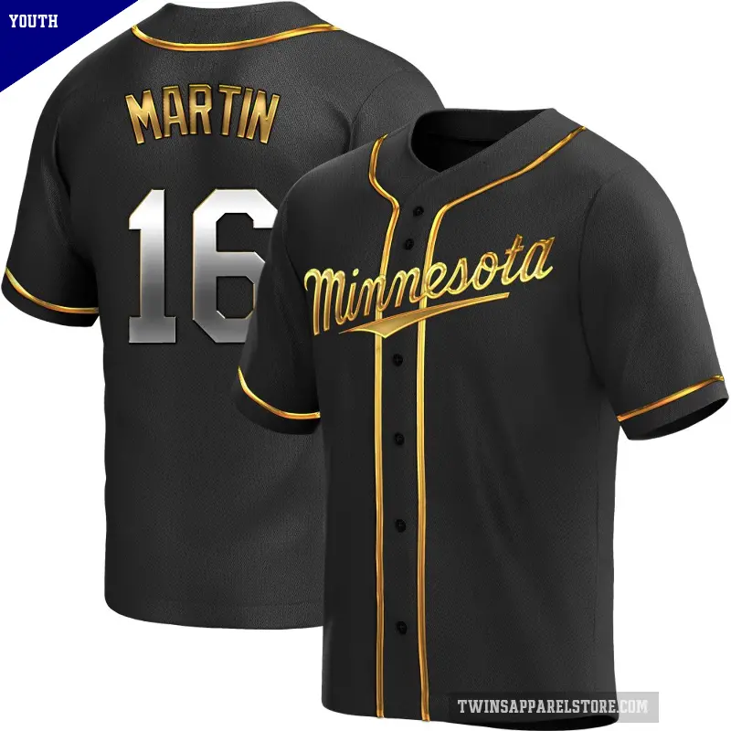 Youth No.16 Austin Martin Minnesota Twins Gold Replica Black en Alternate Jersey