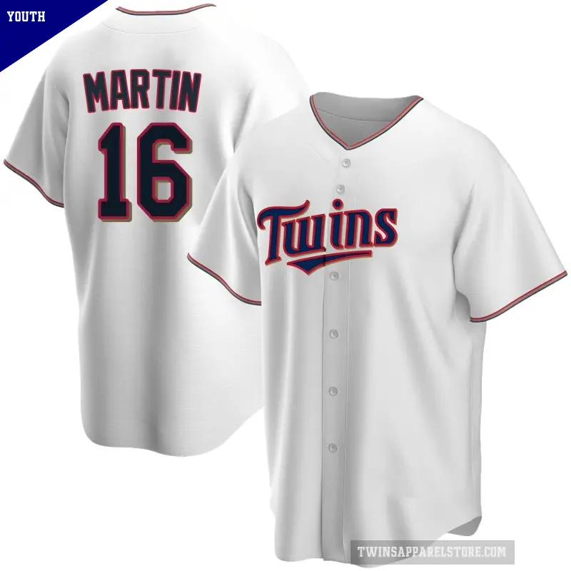 Youth No.16 Austin Martin Minnesota Twins White Replica Home Jersey
