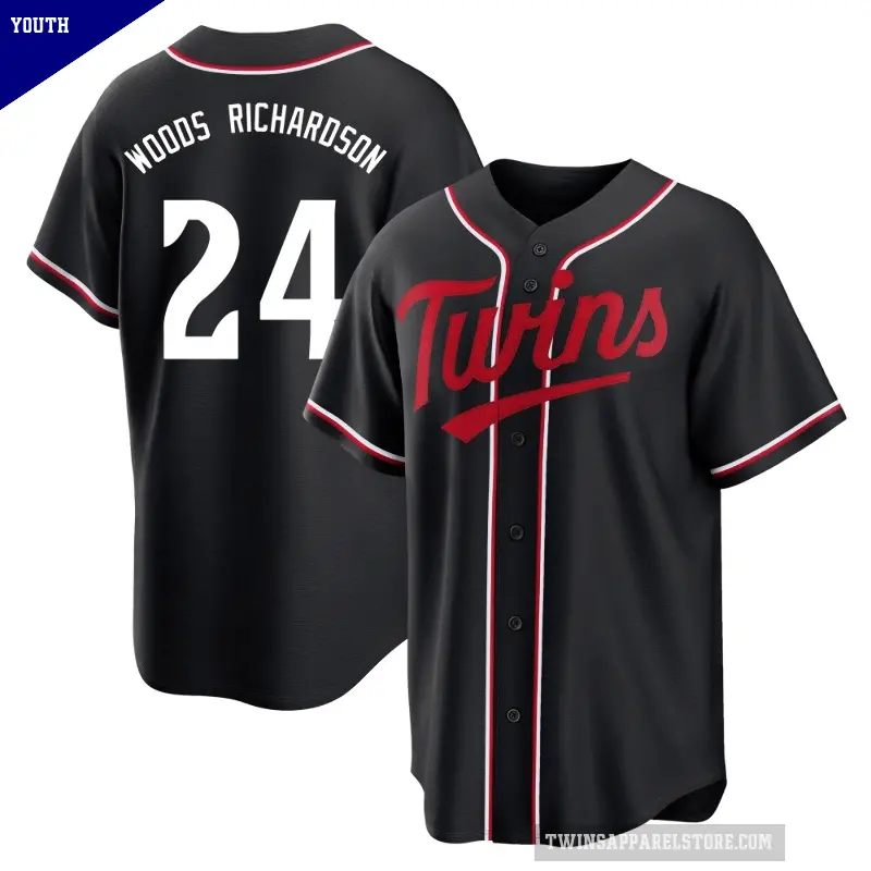 Youth No.24 Simeon Woods Richardson Minnesota Twins Black Replica Fashion Out Jersey
