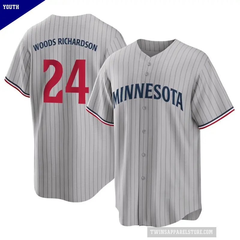 Youth No.24 Simeon Woods Richardson Minnesota Twins Gray Replica Road Jersey