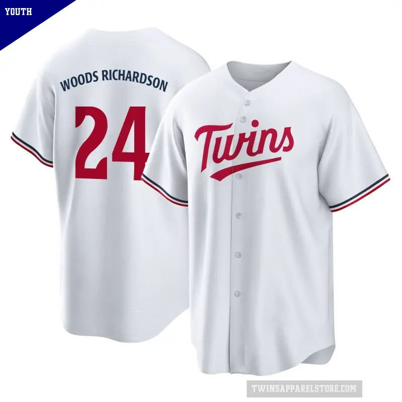Youth No.24 Simeon Woods Richardson Minnesota Twins White Replica Home Jersey