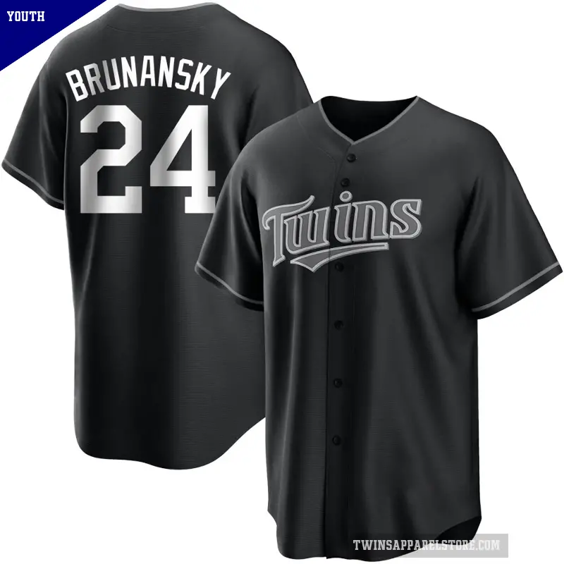 Youth No.24 Tom Brunansky Minnesota Twins Black/White Replica Jersey