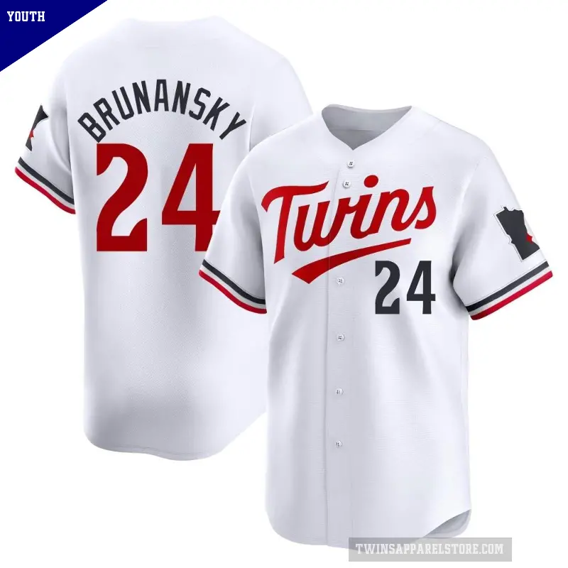 Youth No.24 Tom Brunansky Minnesota Twins White Limited Home Jersey