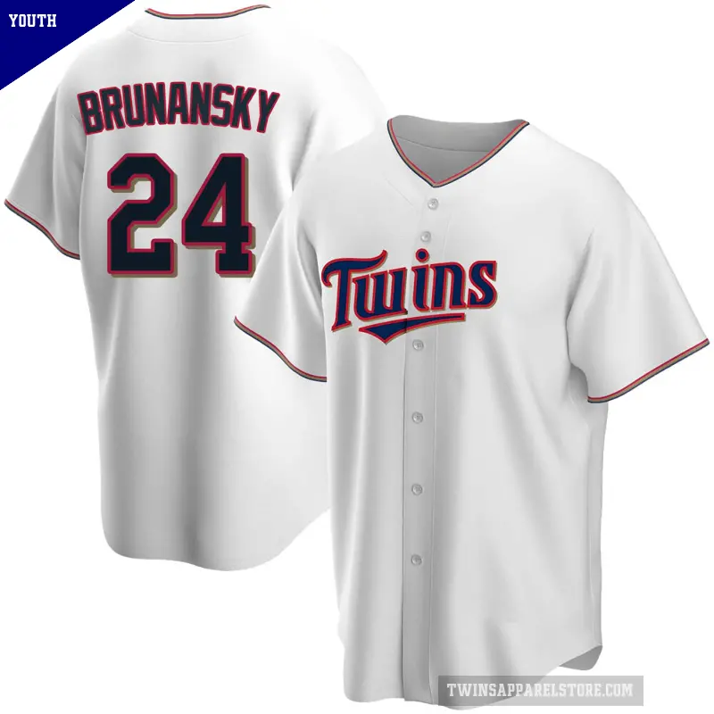 Youth No.24 Tom Brunansky Minnesota Twins White Replica Home Jersey
