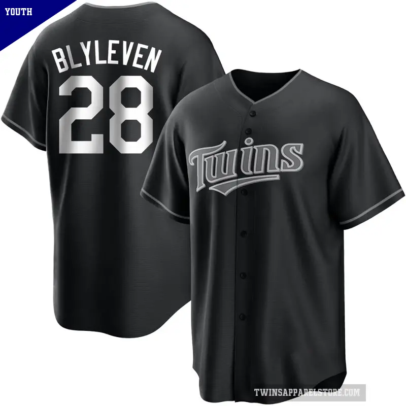 Youth No.28 Bert Blyleven Minnesota Twins Black/White Replica Jersey