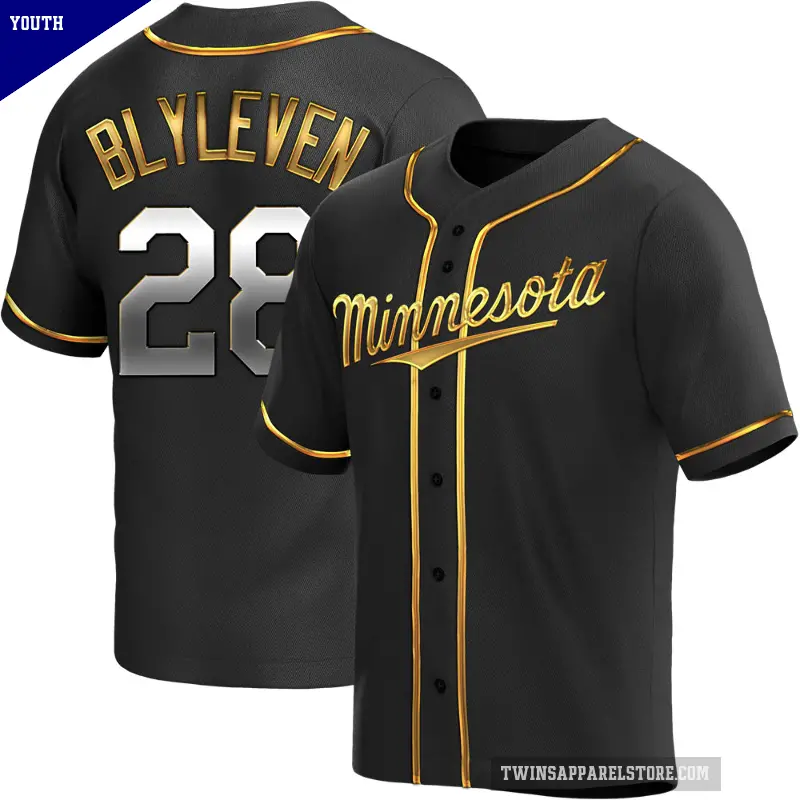 Youth No.28 Bert Blyleven Minnesota Twins Gold Replica Black en Alternate Jersey