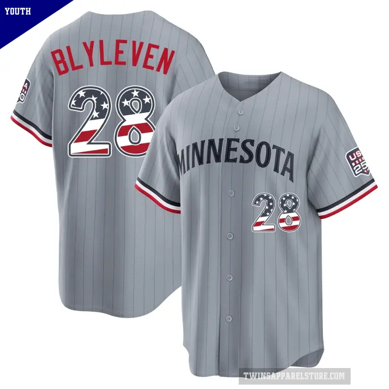 Youth No.28 Bert Blyleven Minnesota Twins Gray Limited USA 250 Fourth Of July Road Stadium Jersey