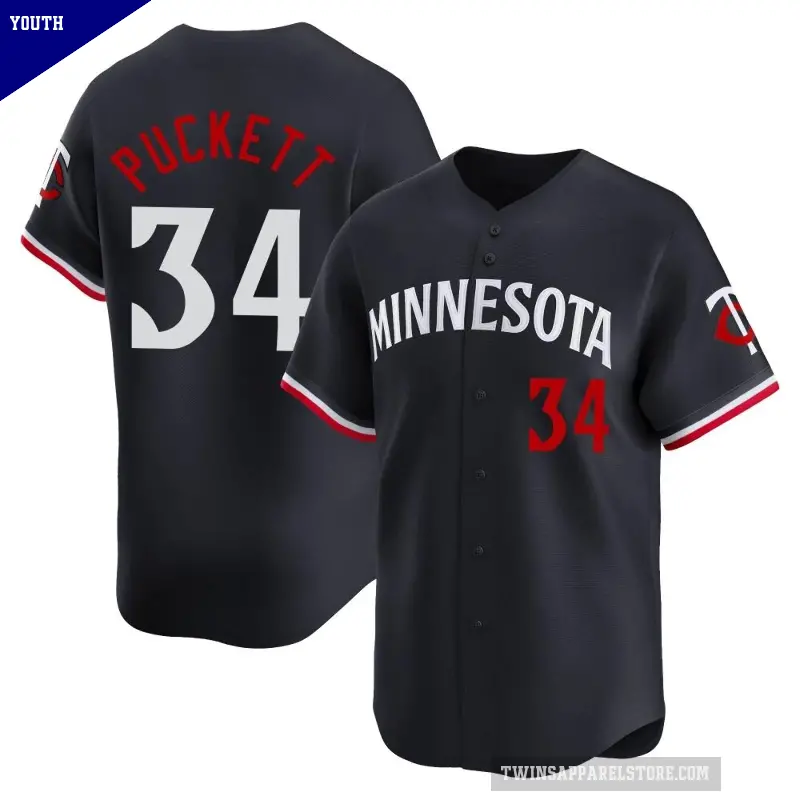 Youth No.34 Kirby Puckett Minnesota Twins Navy Limited Alternate Jersey