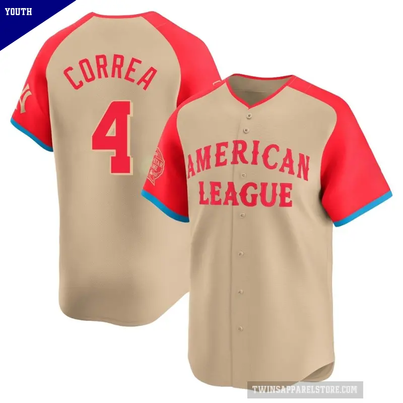 Youth No.4 Carlos Correa Minnesota Twins Cream Limited American League 2024 All-Star Game Jersey