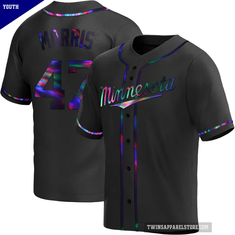Youth No.47 Jack Morris Minnesota Twins Black Replica Holographic Alternate Jersey