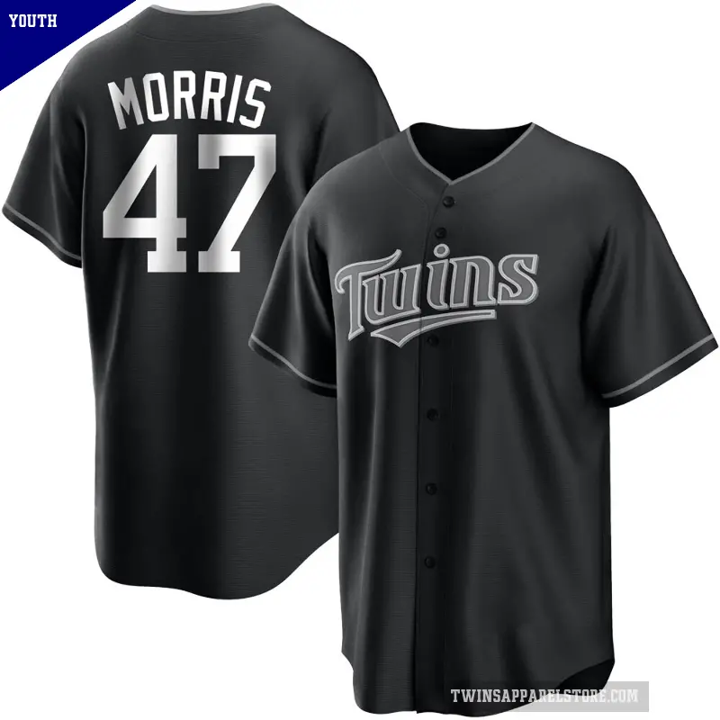 Youth No.47 Jack Morris Minnesota Twins Black/White Replica Jersey