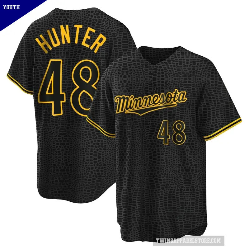 Youth No.48 Torii Hunter Minnesota Twins Black Replica Snake Skin City Jersey