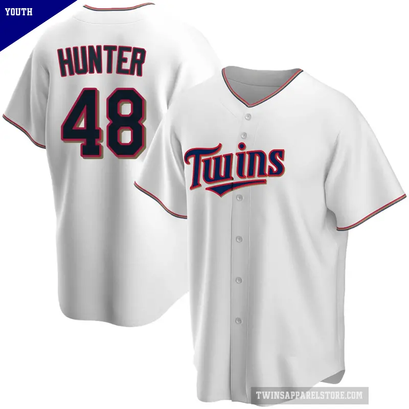 Youth No.48 Torii Hunter Minnesota Twins White Replica Home Jersey