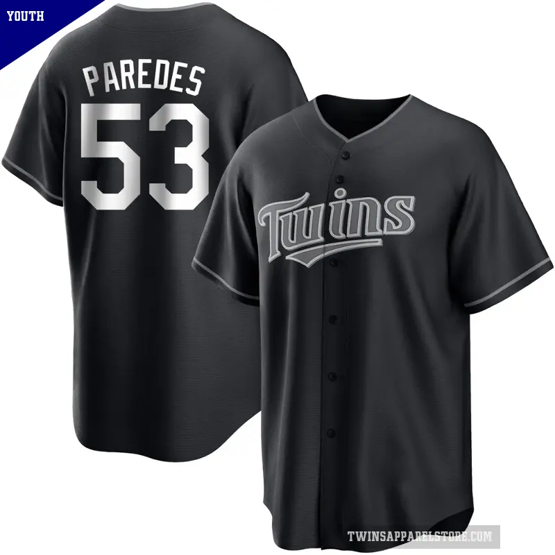 Youth No.53 Mike Paredes Minnesota Twins Black/White Replica Jersey